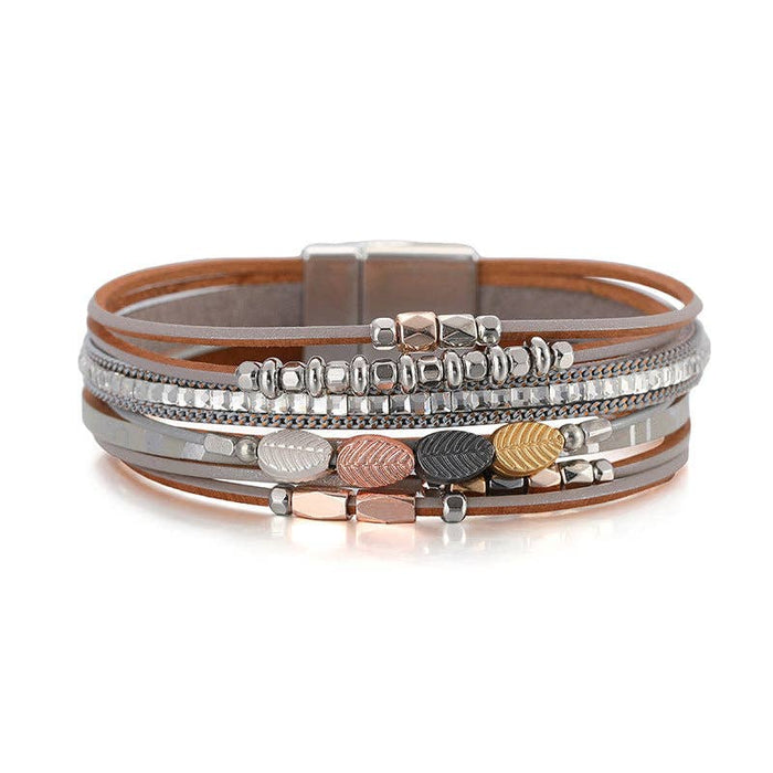 Bohemian Style Leather Multi-Layer Bracelet Bangle - BJ/LB