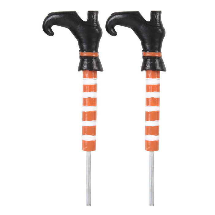 Set of 2 Witch Leg Halloween Plant Pot Ornaments