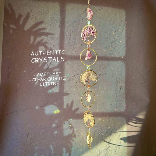 Chakra Gemstone Suncatcher - Amethyst, Citrine, Quartz