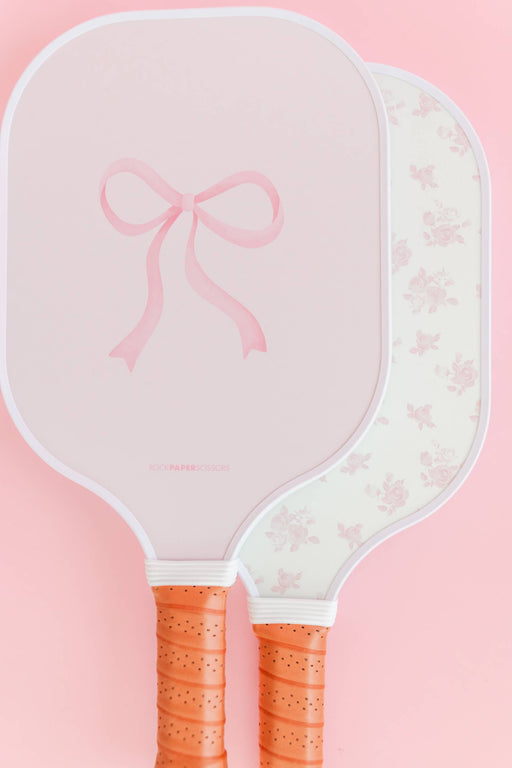 Coquette Pink Bow & Floral Double-Sided Pickleball Paddle