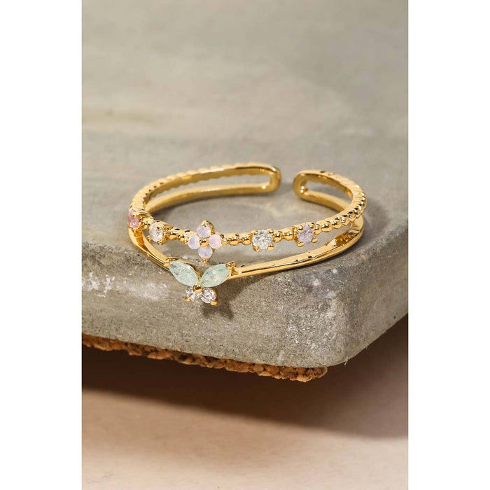 Double Line Rhinestone Fashion Ring