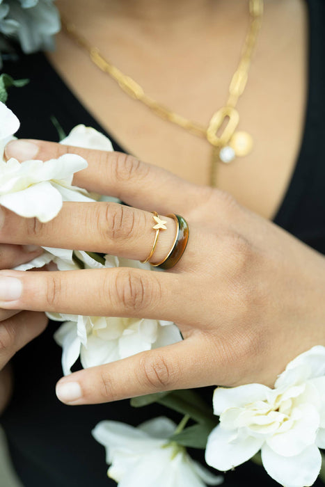 18k Gold PVD Coated Stainless Steel Symbol Stacking Rings