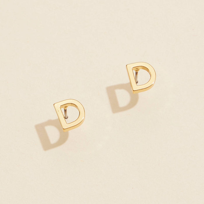 Initial Metal Stud Earrings 16 Assorted Pack