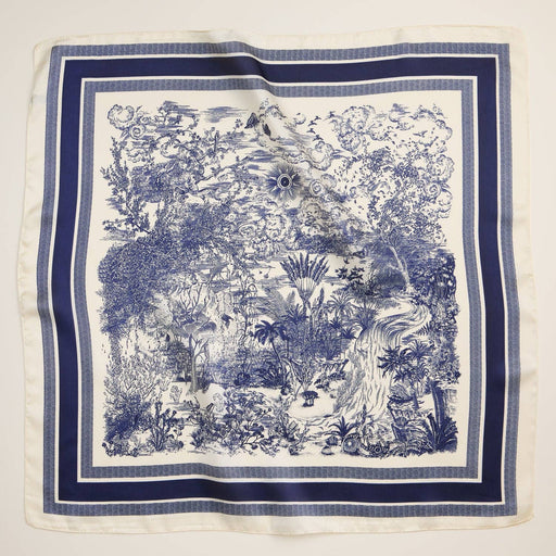 Elegant Vintage-Inspired Toile Print Silk Feel Scarf