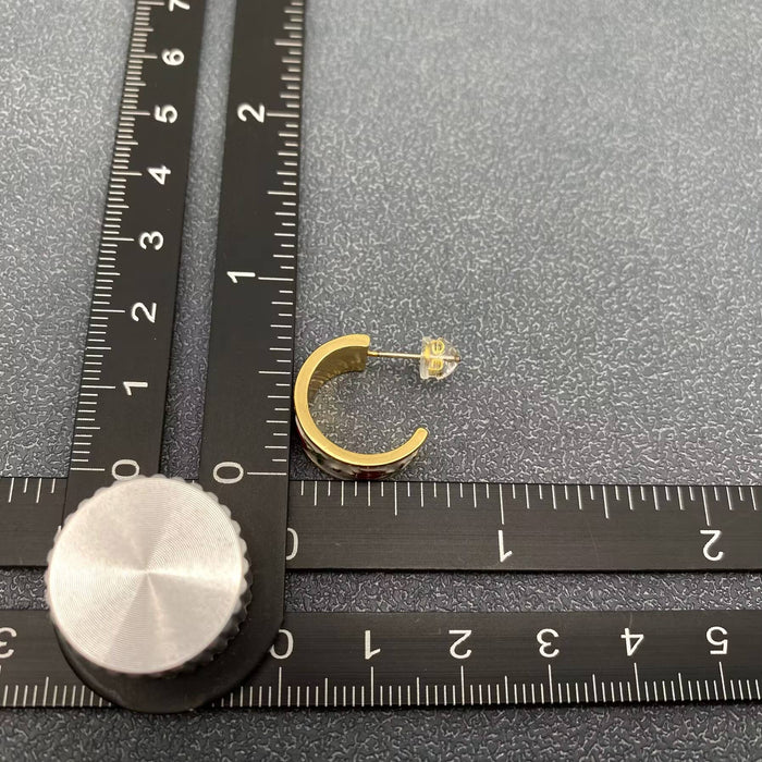 Enamel Tulip 18K Gold Plated C Shape Stud Earrings