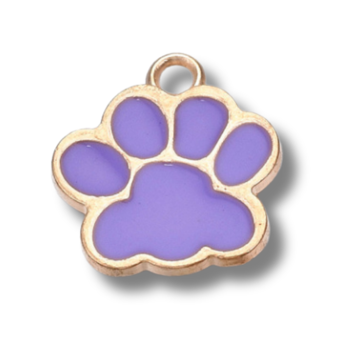 Paw Print Colored Gold Charm