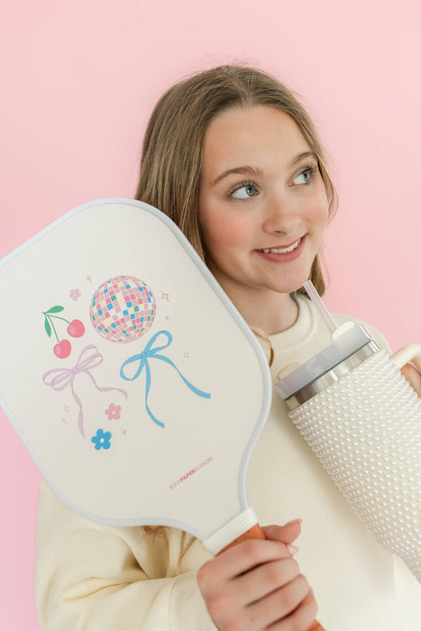 Cherry Disco Bows Double-Sided Pickleball Paddles