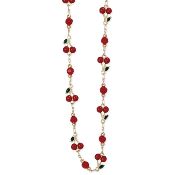 Cherry Bowl Gold Link Necklace