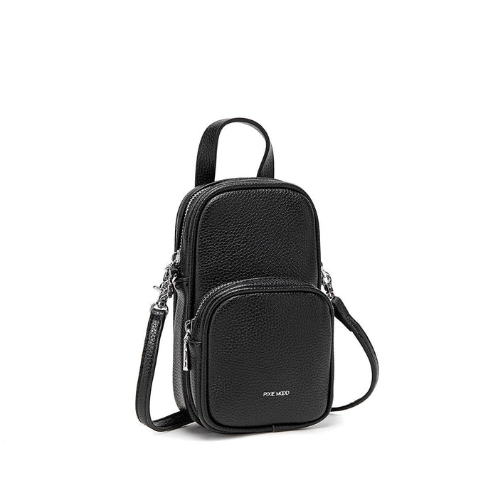 Cassandra - Recycled Vegan Phone Crossbody - Black Pebbled