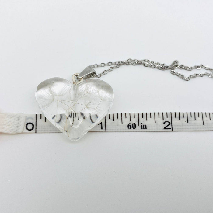 Dandelions Dried Plant Heart-shaped Charm Necklace - PDF