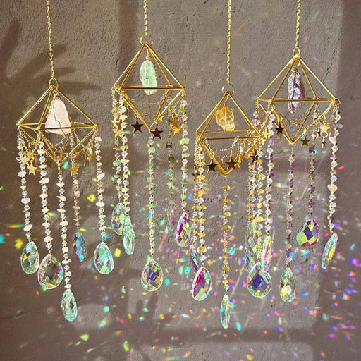 Crystal Suncatcher: Amethyst, Citrine, Rose Quartz, Fluorite