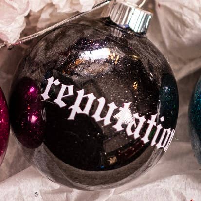 Taylor Swift Christmas Ornament | Glitter | Plastic | Eras: Folklore / Round 2.36”