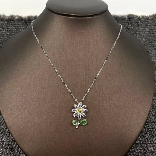 Cubic Zirconia Sunflower Charm Gold-plated Necklace