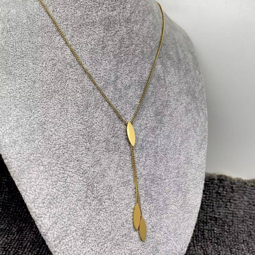 Oval Charm 18K Gold Plated S.Steel Y-neck Necklace - FGS