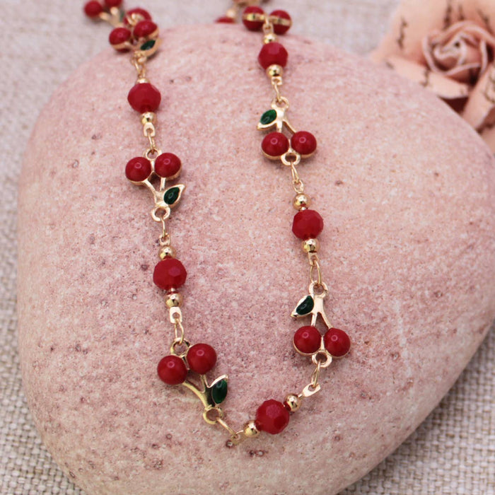 Cherry Bowl Gold Link Necklace