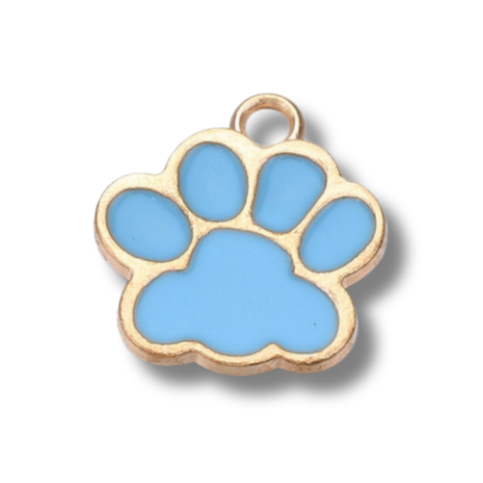 Paw Print Colored Gold Charm