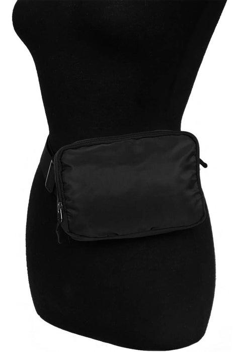 Minimal Matte Nylon Waist Bum Belt Bag Fanny Pack: Black