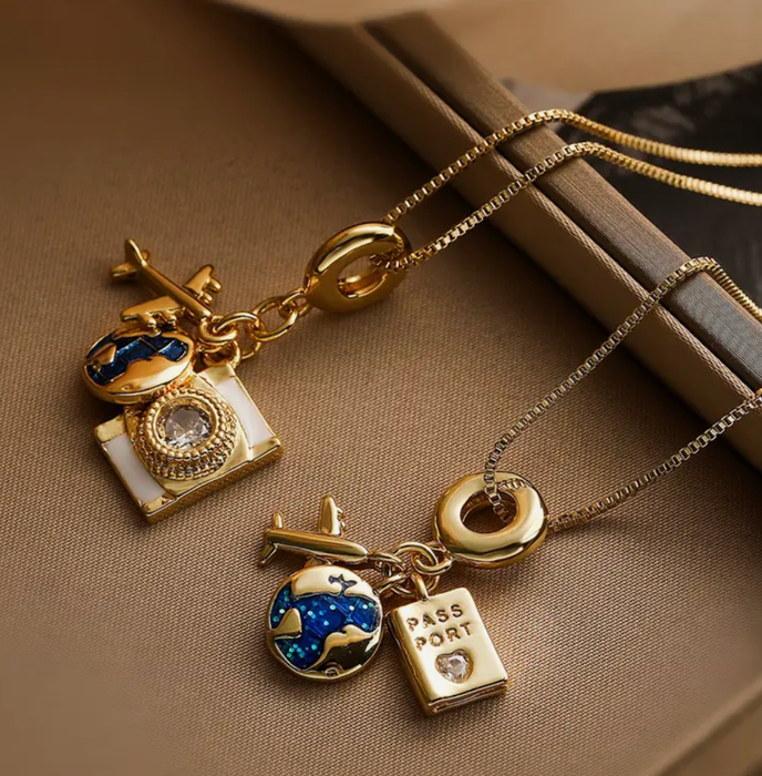 Travel Talisman Stainless Steel Necklace: Passport