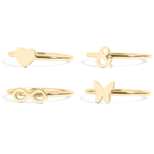18k Gold PVD Coated Stainless Steel Symbol Stacking Rings