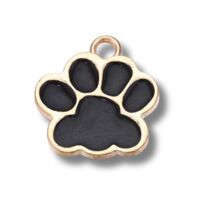 Paw Print Colored Gold Charm