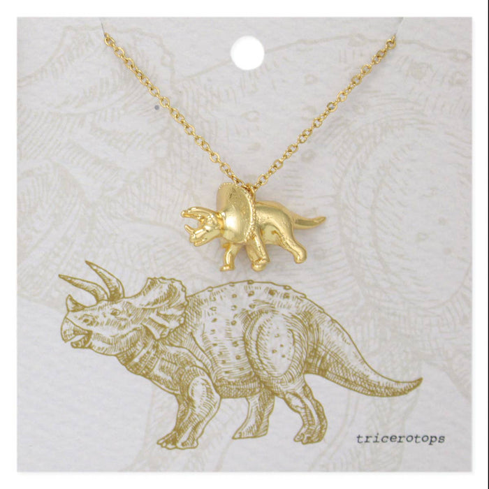 Prehistoric Times Gold Triceratops Necklace