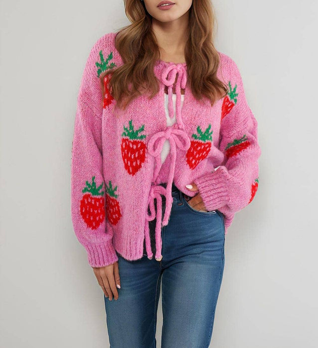 Strawberry Tie front Cardigan