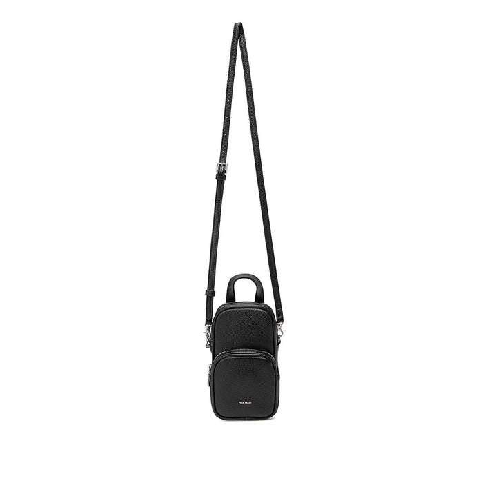 Cassandra - Recycled Vegan Phone Crossbody - Black Pebbled