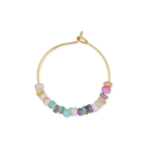 Beach Days Multi Bead Gold Hoop Earrings