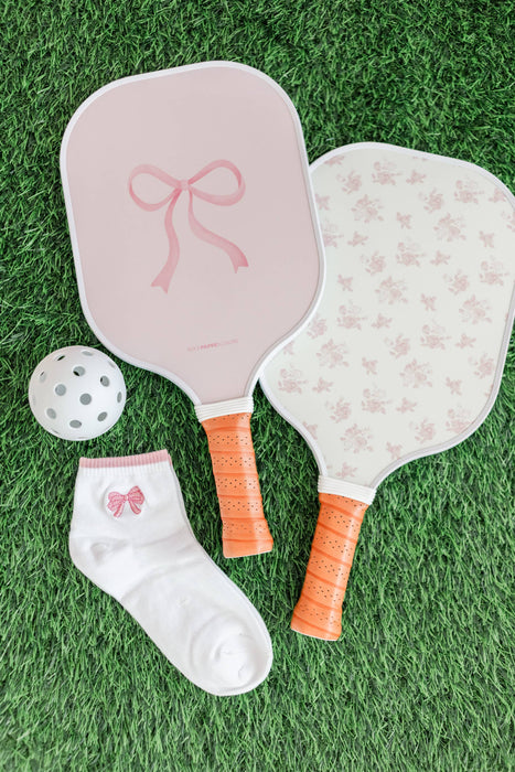 Coquette Pink Bow & Floral Double-Sided Pickleball Paddle