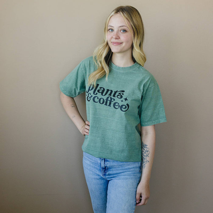 Plants & Coffee green juniper | Graphic Tee | Gifts for Plant Lovers