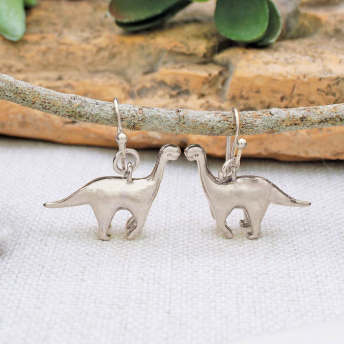 Prehistoric Times Silver Brontosaurus Earrings