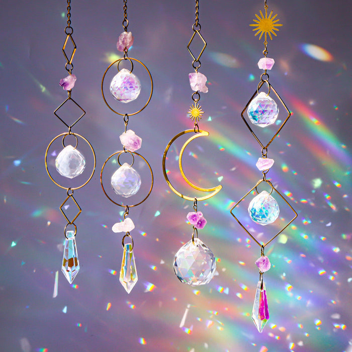 Amethyst Crystal Suncatcher - Purple Healing Gemstone Decor