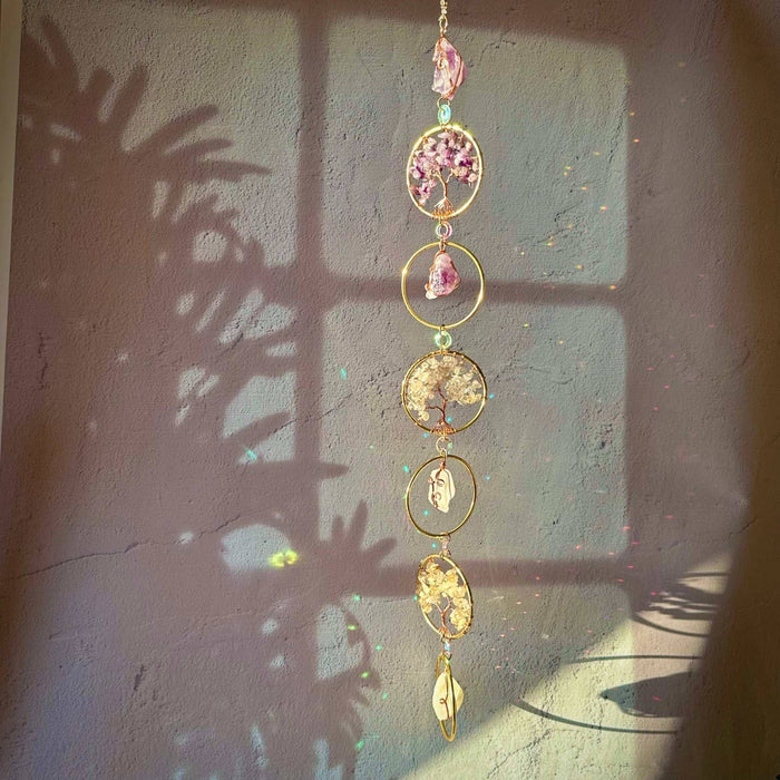 Chakra Gemstone Suncatcher - Amethyst, Citrine, Quartz