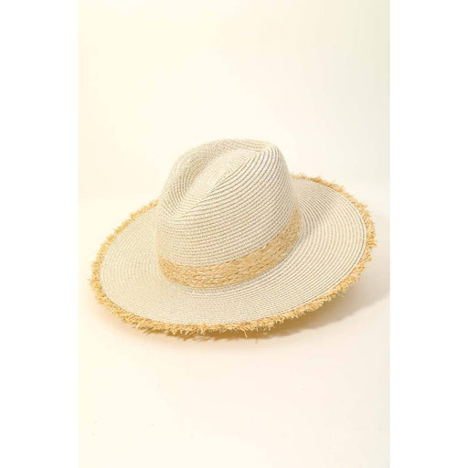 Straw Braided Fringe Fedora Hat
