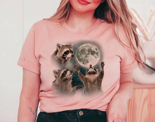 PREORDER 3 Raccoons Howling - Funny Raccoon Moon Meme T-Shirt
