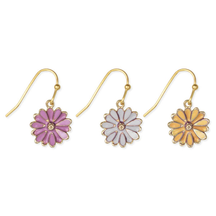 Colorful Spring Enamel Gold Flower Earrings