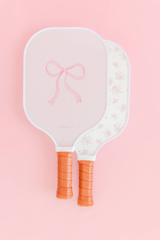 Coquette Pink Bow & Floral Double-Sided Pickleball Paddle
