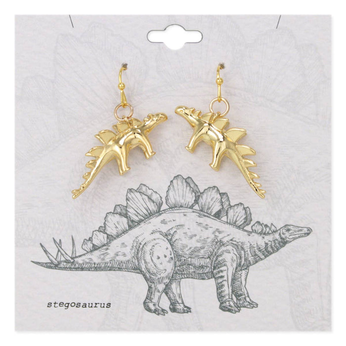 Prehistoric Times Gold Stegosaurus Earrings