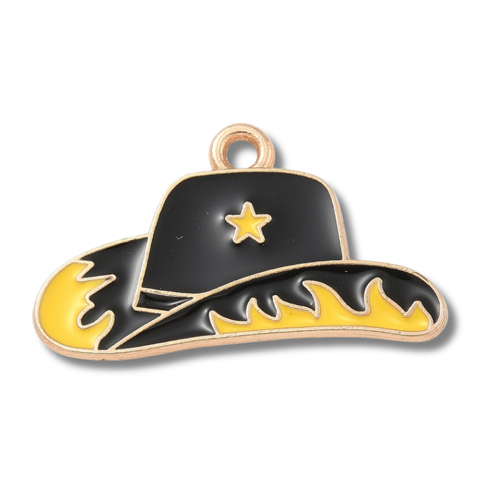 Cowboy Hat Star Fire Charm
