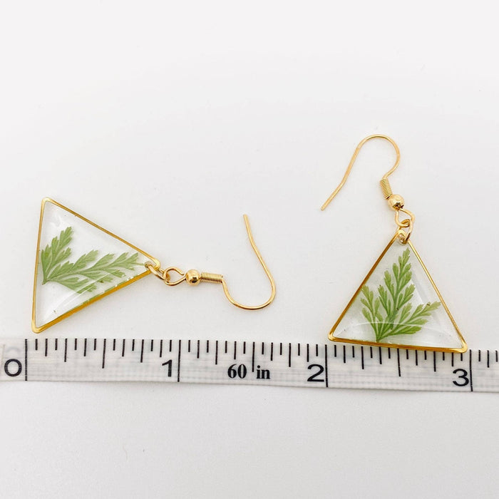 Dried Fern Leaves Pressed Plant Dangle Earrings - PDF