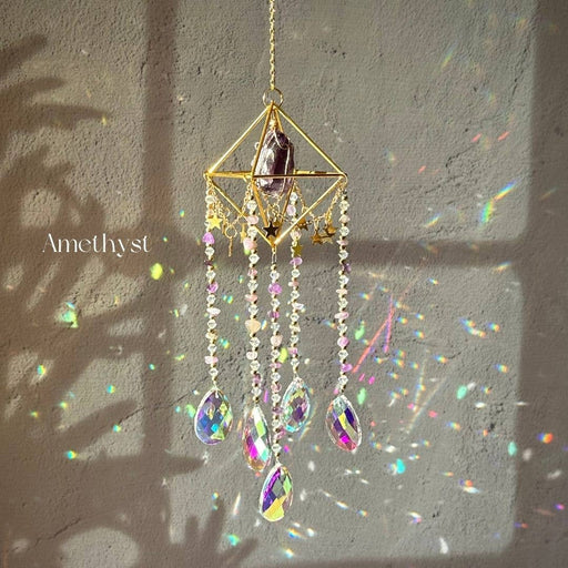 Crystal Suncatcher: Amethyst, Citrine, Rose Quartz, Fluorite