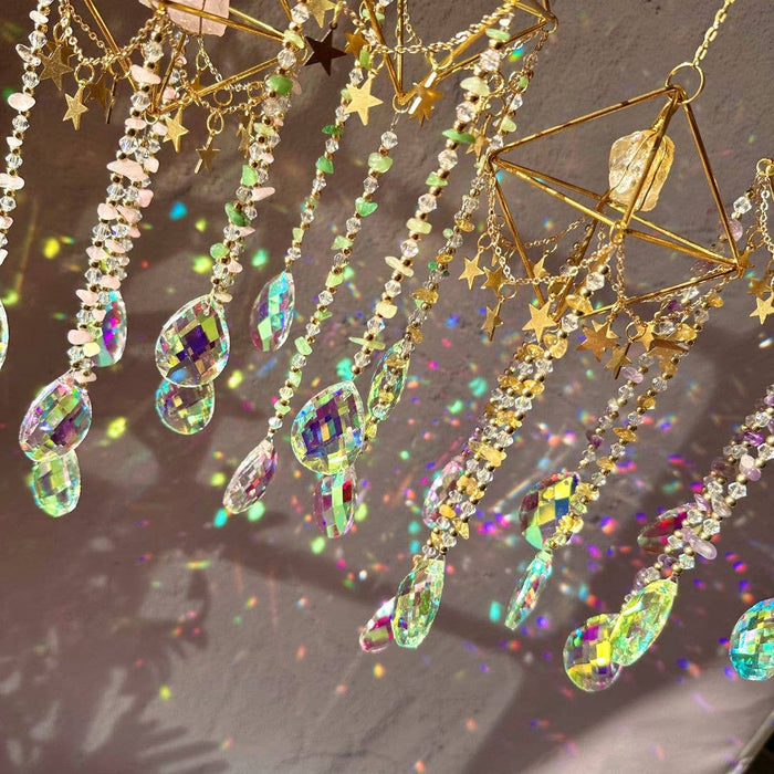 Crystal Suncatcher: Amethyst, Citrine, Rose Quartz, Fluorite
