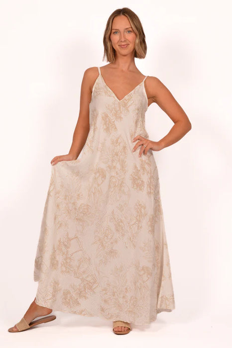 BEIGE TOILE SPAGHETTI  DRESS