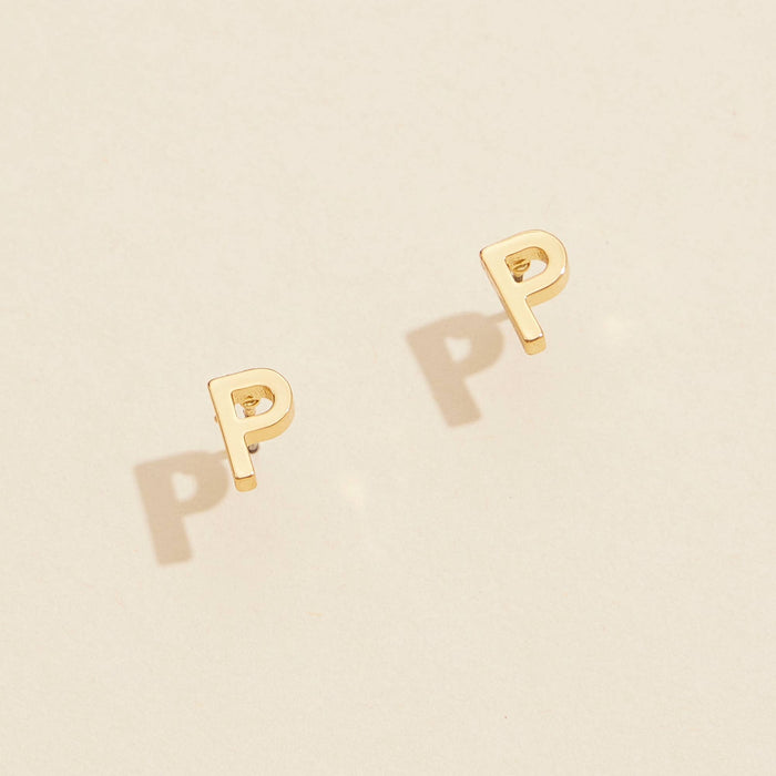 Initial Metal Stud Earrings 16 Assorted Pack