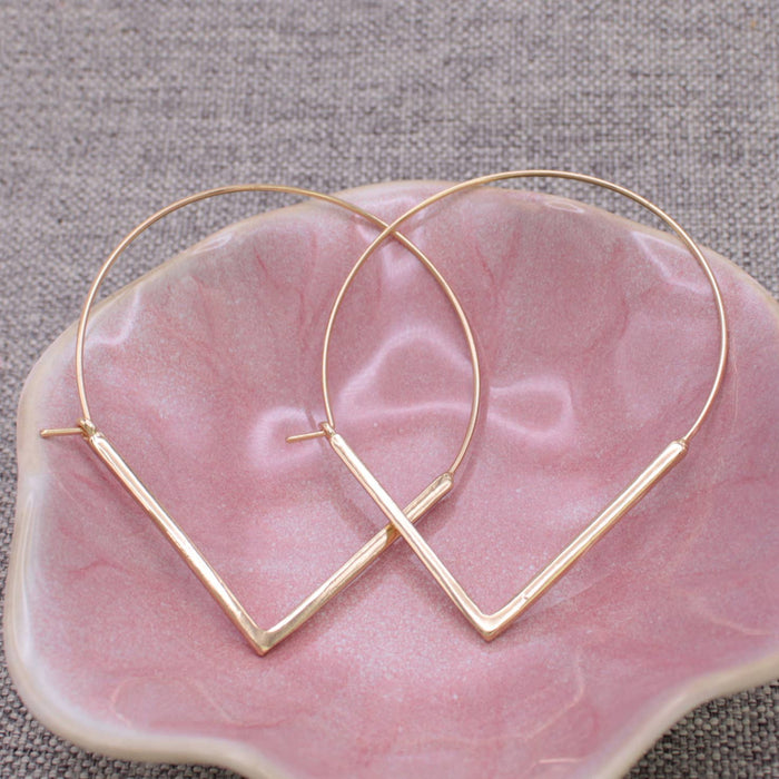 Peak Fashion Gold Pointed Hoop Earrings