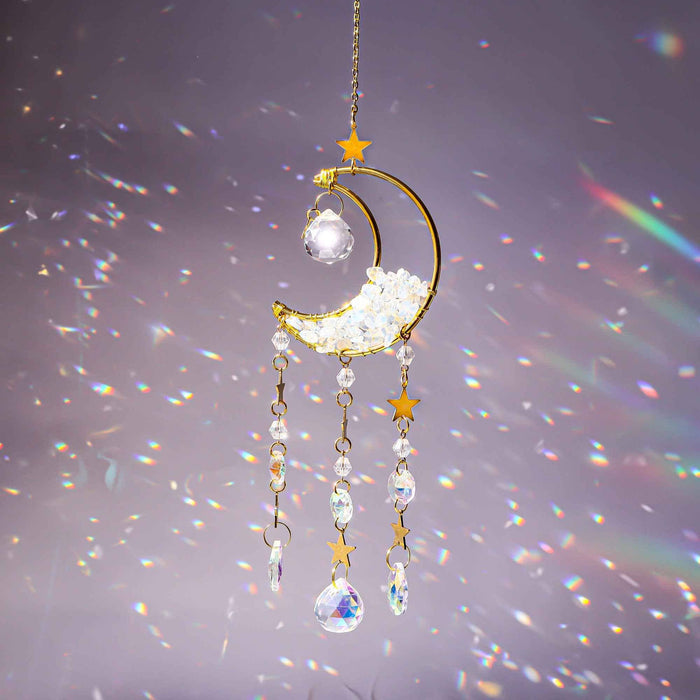 Opalite Moon Suncatcher - Crystal Window Decor Gift