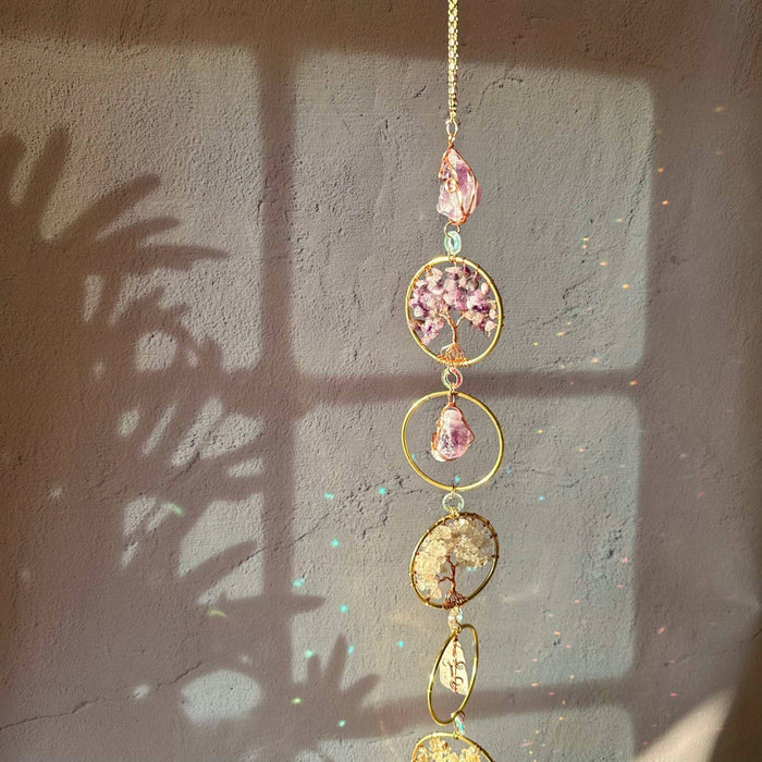 Chakra Gemstone Suncatcher - Amethyst, Citrine, Quartz