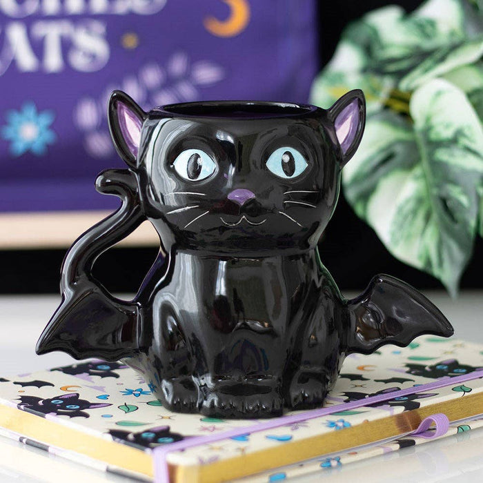 Cute and Creepy Gothic Bat Cat Halloween Mug