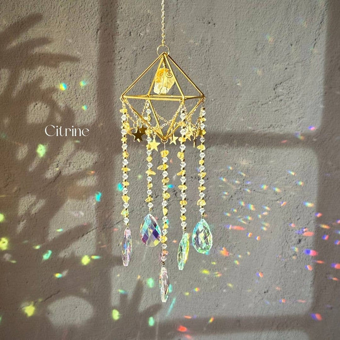 Crystal Suncatcher: Amethyst, Citrine, Rose Quartz, Fluorite