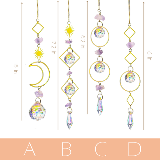 Amethyst Crystal Suncatcher - Purple Healing Gemstone Decor